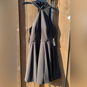 NWT One Shoulder Halter Black Dress